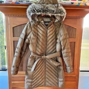 Eddie Bauer R650 Hooded Golden Brown Down Parka, size L